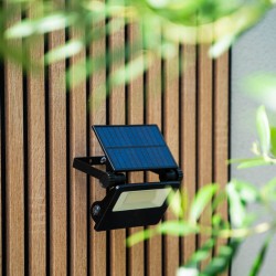 LED Ηλιακό Φωτιστικό Τοίχου Μαύρο Με Αισθητήρα Κίνησης 1600 Lumens IP54 - Xanlite