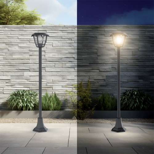 LED Ηλιακό φωτιστικό Ρετρό Κολόνα Μαύρη Με Αισθητήρα Κίνησης 400Lm IP44 - Xanlite