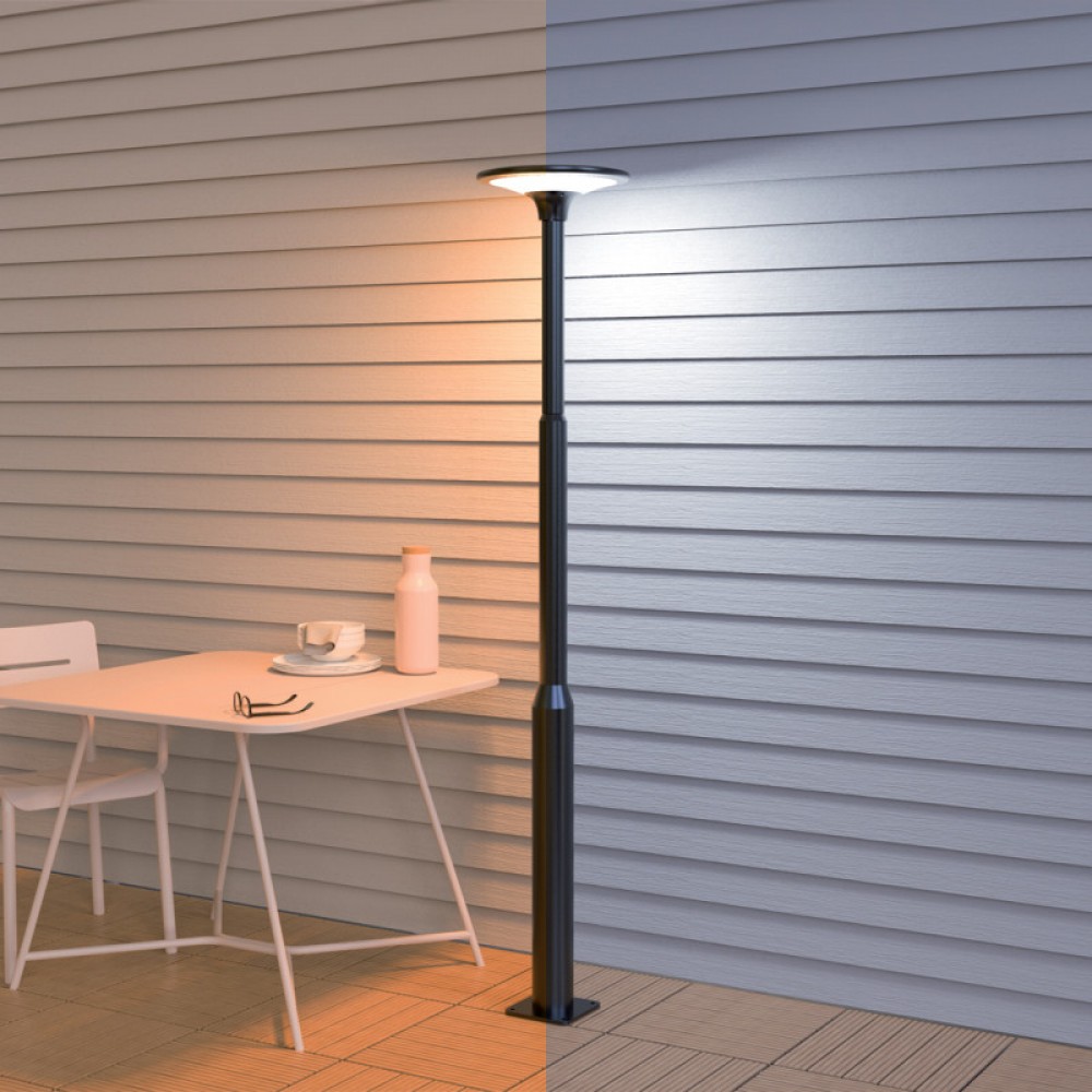 LED Ηλιακό φωτιστικό Κολόνα Μαύρη 2200Lm IP65 CCT 3000-4000K - Xanlite