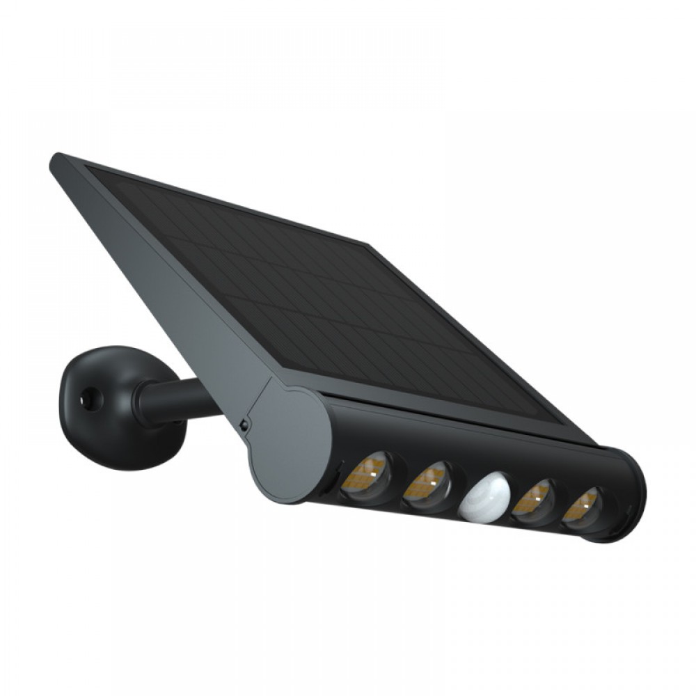 LED Ηλιακό φωτιστικό με Αποσπώμενο Πάνελ, Μαύρο, Με αισθητήρα Κίνησης 1000 Lumens IP65 - Xanlite