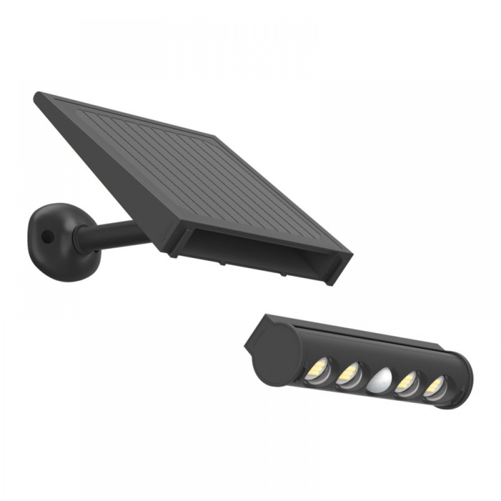 LED Ηλιακό φωτιστικό με Αποσπώμενο Πάνελ, Μαύρο, Με αισθητήρα Κίνησης 1000 Lumens IP65 - Xanlite