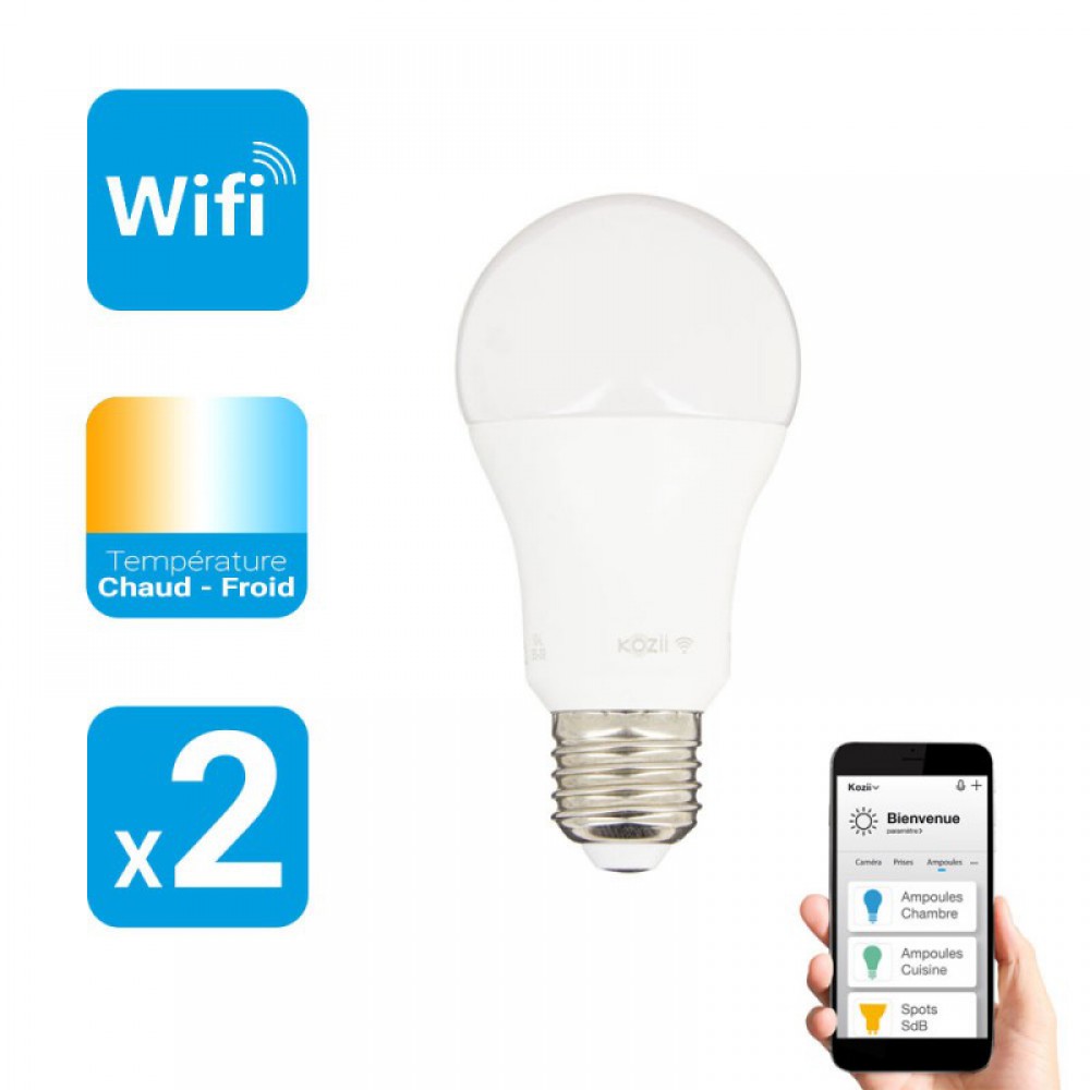 Λαμπτήρας KOZII PACK OF 2 SMD E27 806LM A60 9W CCT SMART BULBS - Xanlite