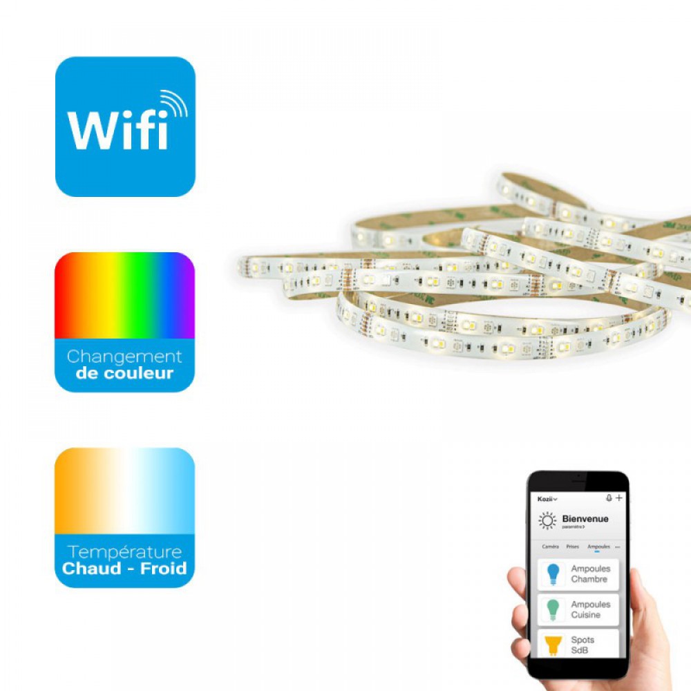 XANLITE KOZII ΤΑΙΝΙΑ LED SMART WIFI ΚΑΙ BLUETOOTH CCT KAI RGB 20W 220LM IP65 5M