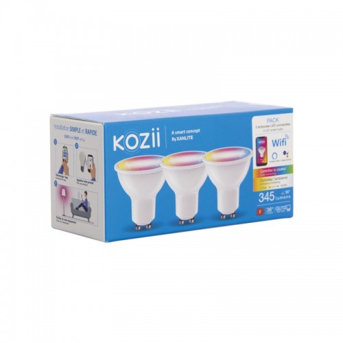 XANLITE KOZII ΛΑΜΠΤΗΡΑΣ LED SMART WIFI K BLUETOOTH CCT K RGB GU10 5W 345LΜ ΣΥΣΚΕΥΑΣΙΑ 3 ΤΕΜ