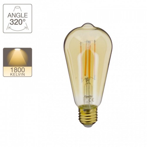 XANLITE ΛΑΜΠΤΗΡΑΣ LED DECO EDISON ST64 E27 3,8W (30W) ΖΕΣΤΟ ΛΕΥΚΟ ΦΩΣ 1800K 340LM