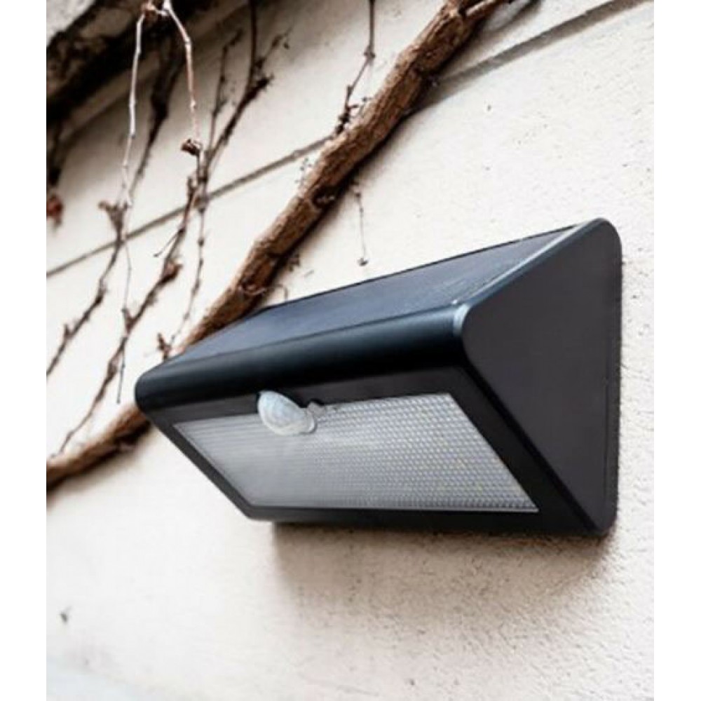 LED Ηλιακό Φωτιστικό Τοίχου Μαύρο Με Αισθητήρα Κίνησης 650lm IP44 - GIGAWATT