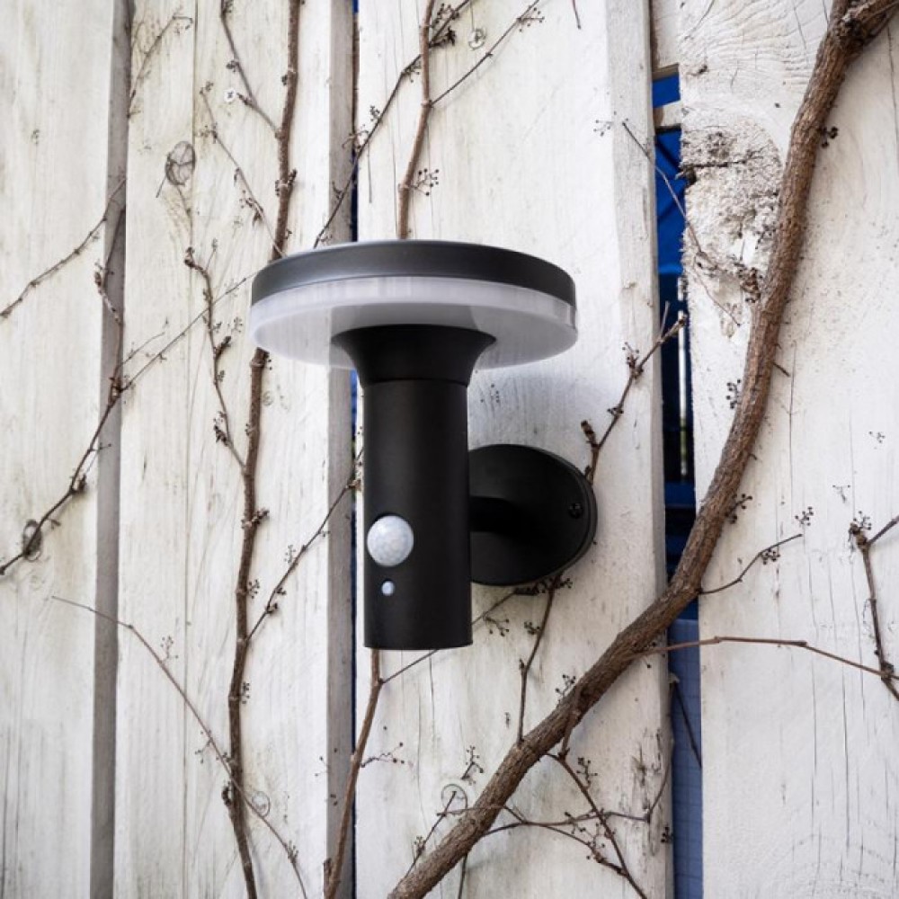 LED Ηλιακό Φωτιστικό Τοίχου Μαύρο Με Αισθητήρα IP44 - Xanlite