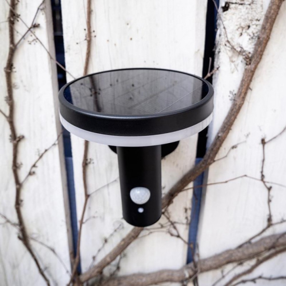 LED Ηλιακό Φωτιστικό Τοίχου Μαύρο Με Αισθητήρα IP44 - Xanlite