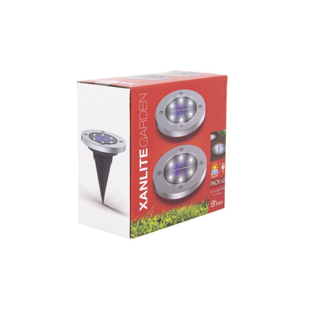 XANLITE ΗΛΙΑΚΟ ΔΑΠΕΔΟΥ ΣΤΡΟΓΓΥΛΟ LED IP44 ΑΛΟΥΜΙΝΙΟ ΚΑΙ ΠΛΑΣΤΙΚΟ ΑΥΤΟΝΟΜΙΑ 8Η Φ12x2CM ΣΥΣΚΕΥΑΣΙΑ 2 ΤΕΜΑΧΙΑ - XANLITE