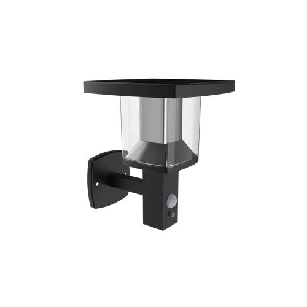 LED Ηλιακό Φωτιστικό Τοίχου Μαύρο Με Αισθητήρα Κίνησης IP44 - Xanlite