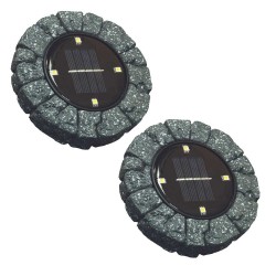 EZSOLAR ΗΛΙΑΚΟ ΔΑΠΕΔΟΥ ΣΤΡΟΓΓΥΛΟ ΤΥΠΟΥ ΠΕΤΡΑΣ LED IP44 ΑΛΟΥΜΙΝΙΟ ΚΑΙ ΓΥΑΛΙ ΑΥΤΟΝΟΜΙΑ 8Η - ΣΥΣΚΕΥΑΣΙΑ 2 ΤΕΜΑΧΙΑ