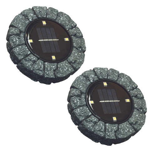 EZSOLAR ΗΛΙΑΚΟ ΔΑΠΕΔΟΥ ΣΤΡΟΓΓΥΛΟ ΤΥΠΟΥ ΠΕΤΡΑΣ LED IP44 ΑΛΟΥΜΙΝΙΟ ΚΑΙ ΓΥΑΛΙ ΑΥΤΟΝΟΜΙΑ 8Η - ΣΥΣΚΕΥΑΣΙΑ 2 ΤΕΜΑΧΙΑ