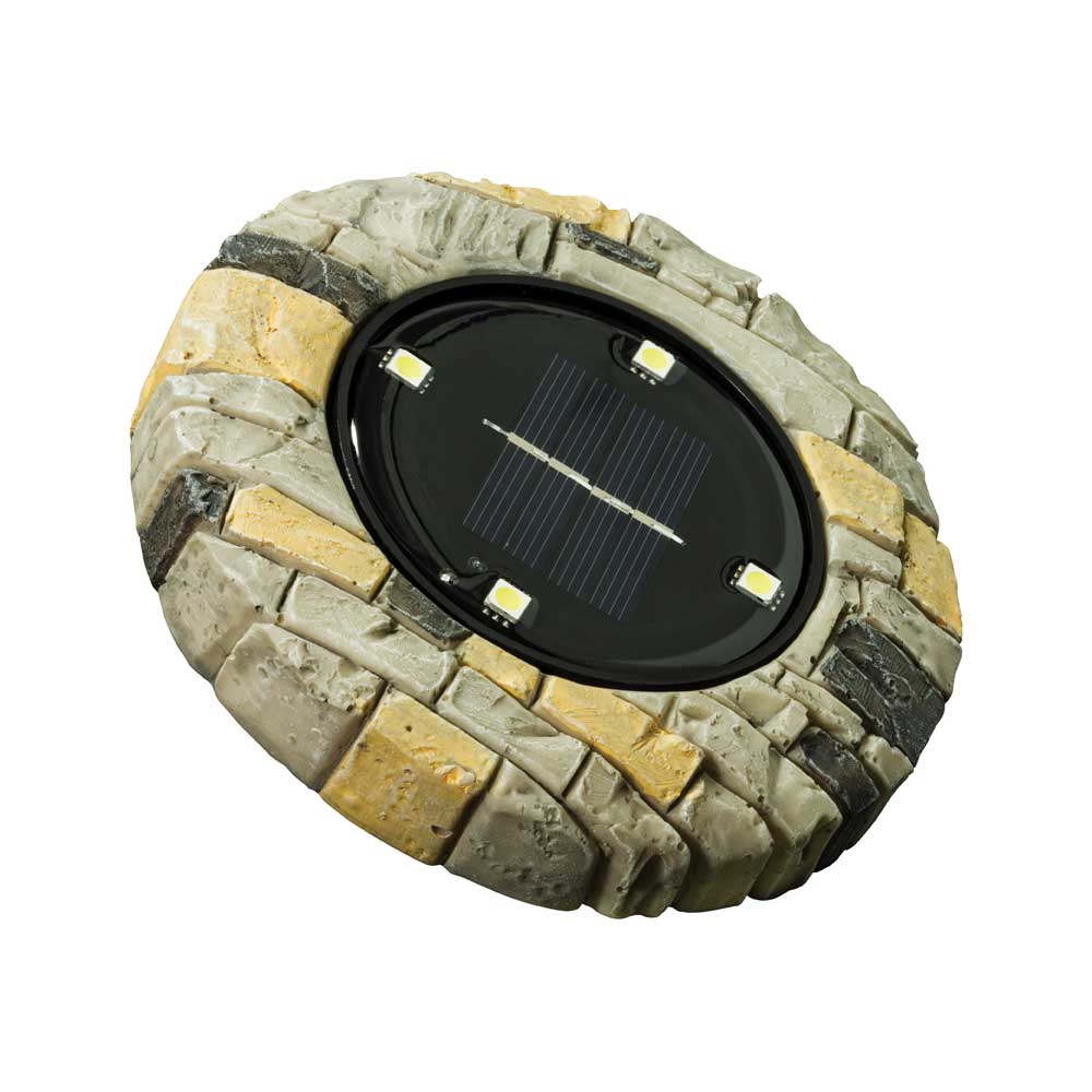 EZSOLAR ΗΛΙΑΚΟ ΔΑΠΕΔΟΥ ΣΤΡΟΓΓΥΛΟ ΤΥΠΟΥ ΠΕΤΡΑΣ LED IP44 ΑΛΟΥΜΙΝΙΟ ΚΑΙ ΓΥΑΛΙ ΑΥΤΟΝΟΜΙΑ 8Η - ΣΥΣΚΕΥΑΣΙΑ 2 ΤΕΜΑΧΙΑ