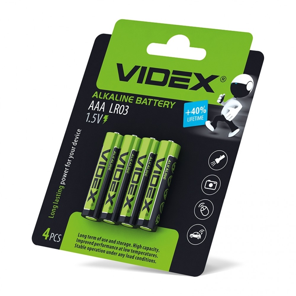VIDEX ΜΠΑΤΑΡΙΑ ΑΛΚΑΛΙΚΗ ΑΑΑ BLISTER 4 TMX