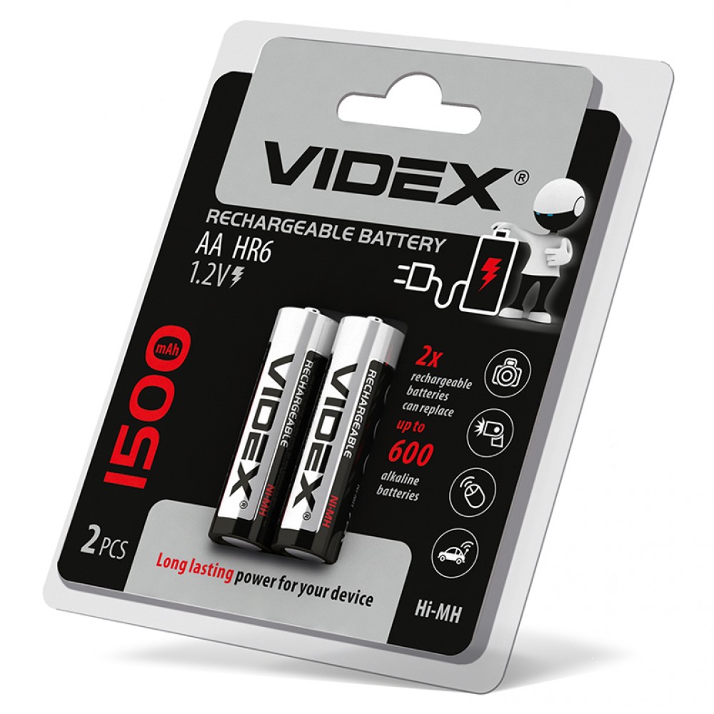 VIDEX ΜΠΑΤΑΡΙΕΣ ΕΠΑΝΑΦΟΡΤΙΖΟΜΕΝΕΣ ΑΑ 1500 mAh BLISTER 2 TMX