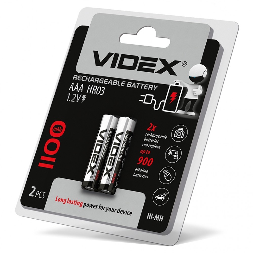 VIDEX ΜΠΑΤΑΡΙΑ ΑΑΑ 1100 mAh ΕΠΑΝΑΦΟΡΤΙΖΟΜΕΝΗ BLISTER 2 TMX