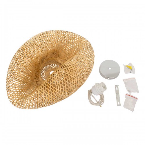 Vintage Κρεμαστό Φωτιστικό Οροφής Μονόφωτο Μπεζ Ξύλινο Bamboo Μ65 x Π46 x Y30cm MEXICO