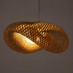 Vintage Κρεμαστό Φωτιστικό Οροφής Μονόφωτο Μπεζ Ξύλινο Bamboo Μ65 x Π46 x Y30cm MEXICO