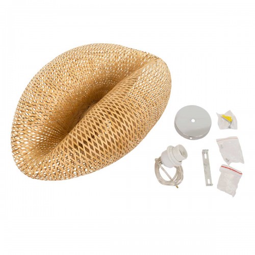 Vintage Κρεμαστό Φωτιστικό Οροφής Μονόφωτο Μπεζ Ξύλινο Bamboo Μ85 x Π55 x Y36cm MEXICO