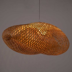 Vintage Κρεμαστό Φωτιστικό Οροφής Μονόφωτο Μπεζ Ξύλινο Bamboo Μ85 x Π55 x Y36cm MEXICO