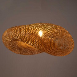 Vintage Κρεμαστό Φωτιστικό Οροφής Μονόφωτο Μπεζ Ξύλινο Bamboo Μ105 x Π84 x Y38cm MEXICO