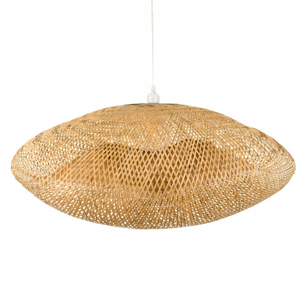 Vintage Κρεμαστό Φωτιστικό Οροφής Μονόφωτο Μπεζ Ξύλινο Bamboo Μ105 x Π84 x Y38cm MEXICO