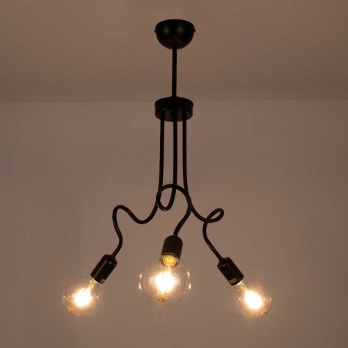 Μοντέρνο Φωτιστικό Οροφής Τρίφωτο Μαύρο Μεταλλικό Πλέγμα Φ42 x Y60cm ASPECT