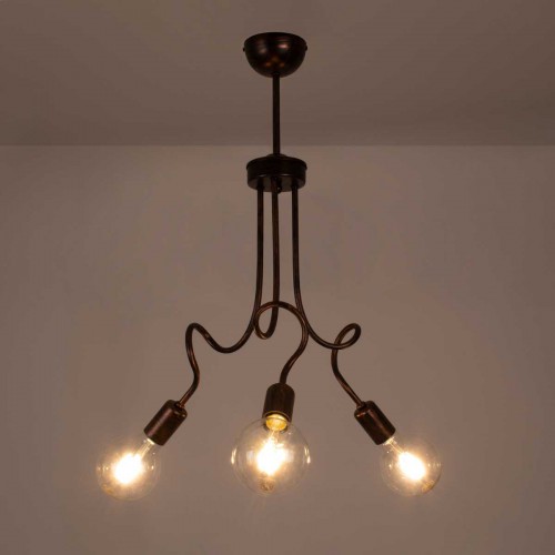 Μοντέρνο Φωτιστικό Οροφής Τρίφωτο Χάλκινο Μεταλλικό Πλέγμα Φ42 x Y60cm ASPECT