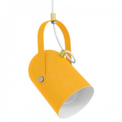 Μοντέρνο Κρεμαστό Φωτιστικό Οροφής Μονόφωτο 1 x E27 Κίτρινο Ματ με Χρυσές Λεπτομέρειες Μεταλλικό Φ12 x Υ27cm