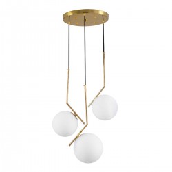 Μοντέρνο Κρεμαστό Φωτιστικό Οροφής Τρίφωτο 3 x E27 Χρυσό - Λευκό Μεταλλικό Μπάλα Φ60 x Υ50cm