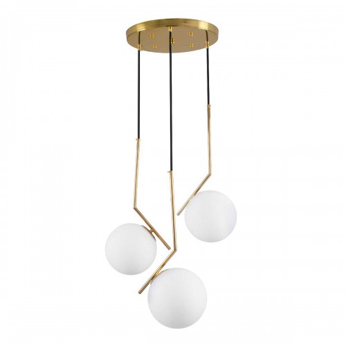 Μοντέρνο Κρεμαστό Φωτιστικό Οροφής Τρίφωτο 3 x E27 Χρυσό - Λευκό Μεταλλικό Μπάλα Φ60 x Υ50cm