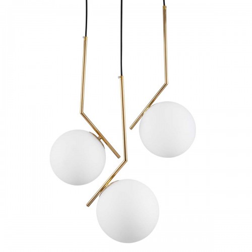 Μοντέρνο Κρεμαστό Φωτιστικό Οροφής Τρίφωτο 3 x E27 Χρυσό - Λευκό Μεταλλικό Μπάλα Φ60 x Υ50cm