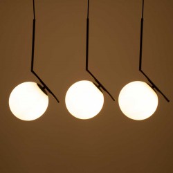 Μοντέρνο Κρεμαστό Φωτιστικό Οροφής Τρίφωτο 3 x E27 Μαύρο - Λευκό Μεταλλικό Μπάλα Μ74 x Π25 x Υ50cm