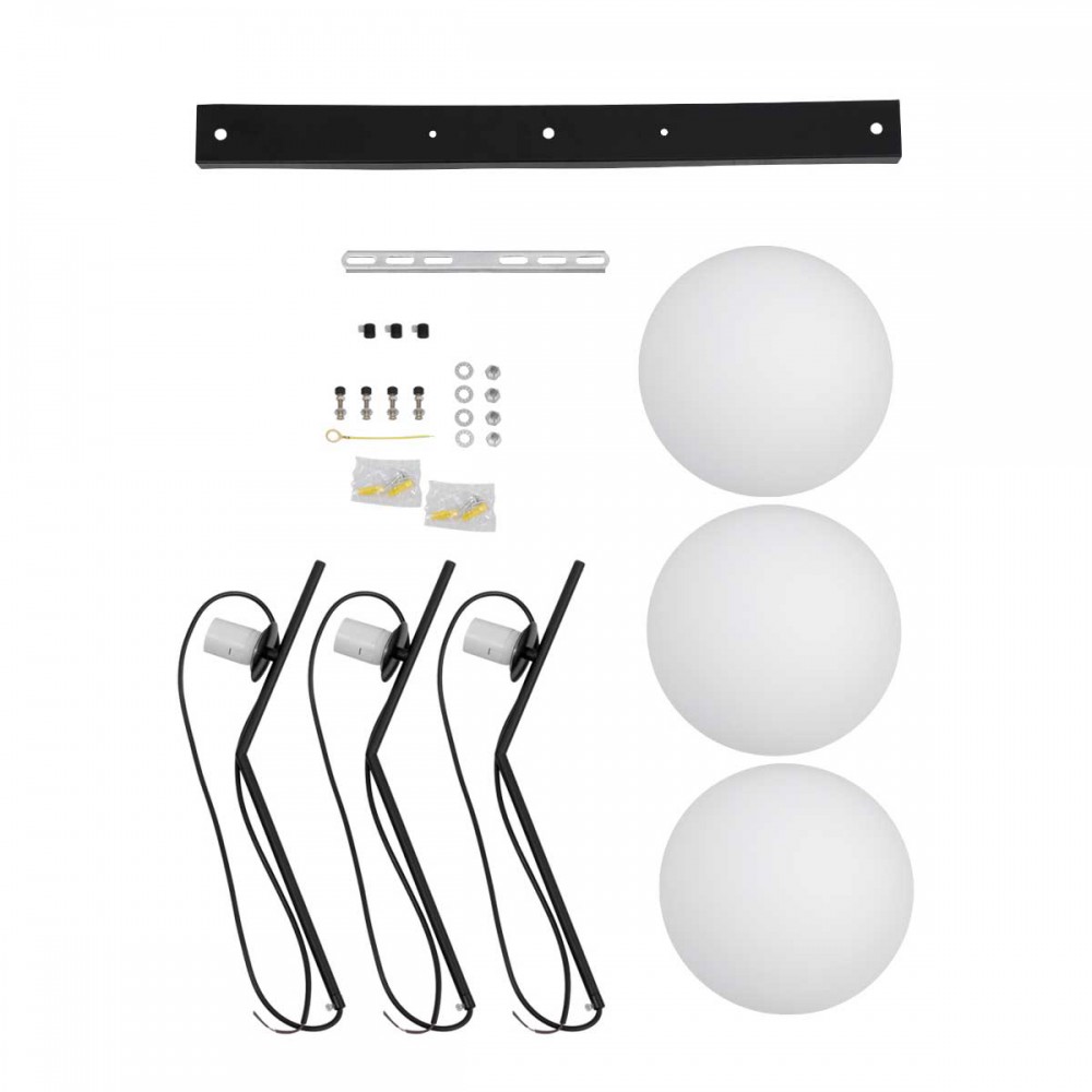 Μοντέρνο Κρεμαστό Φωτιστικό Οροφής Τρίφωτο 3 x E27 Μαύρο - Λευκό Μεταλλικό Μπάλα Μ74 x Π25 x Υ50cm