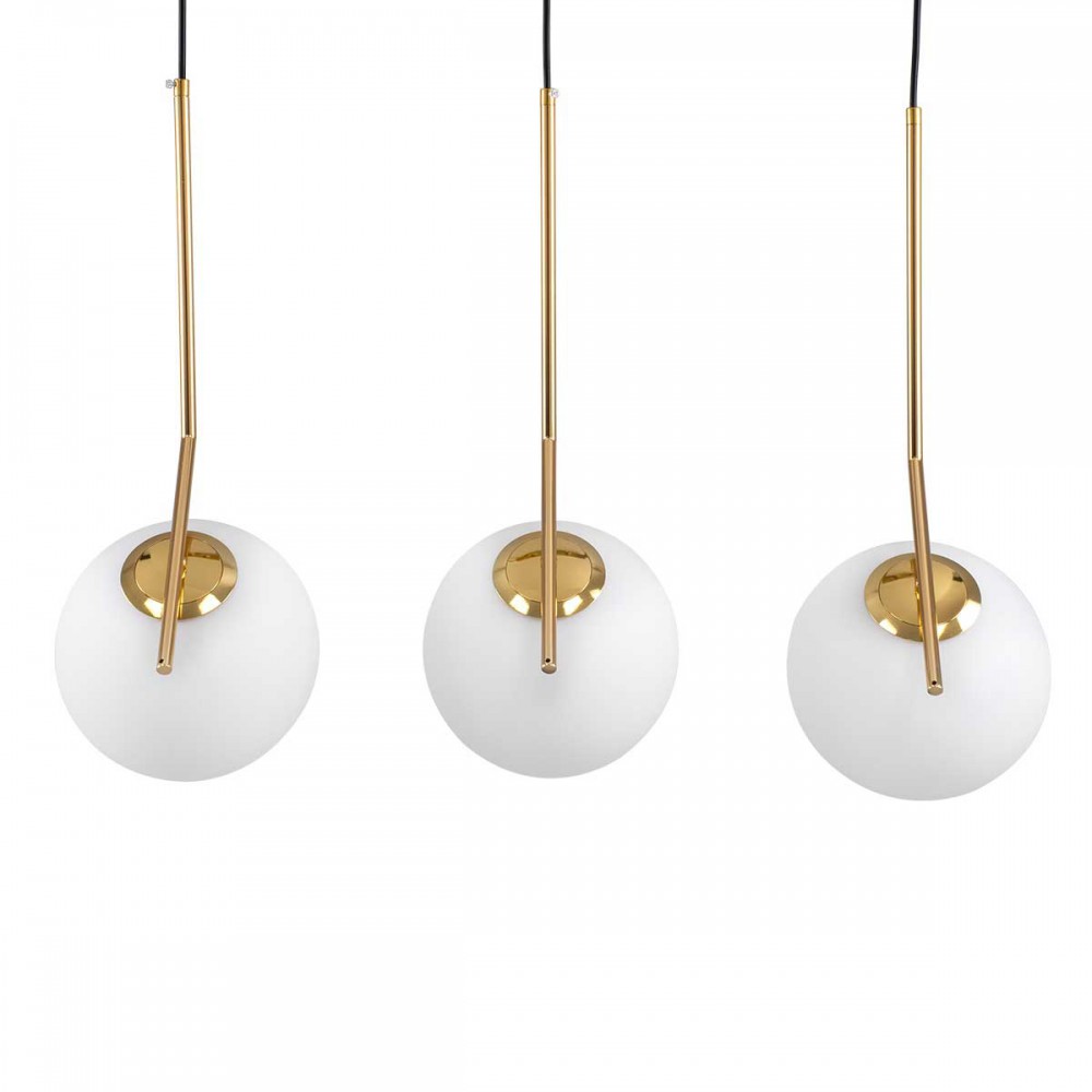 Μοντέρνο Κρεμαστό Φωτιστικό Οροφής Τρίφωτο 3 x E27 Χρυσό - Λευκό Μεταλλικό Μπάλα Μ74 x Π25 x Υ50cm