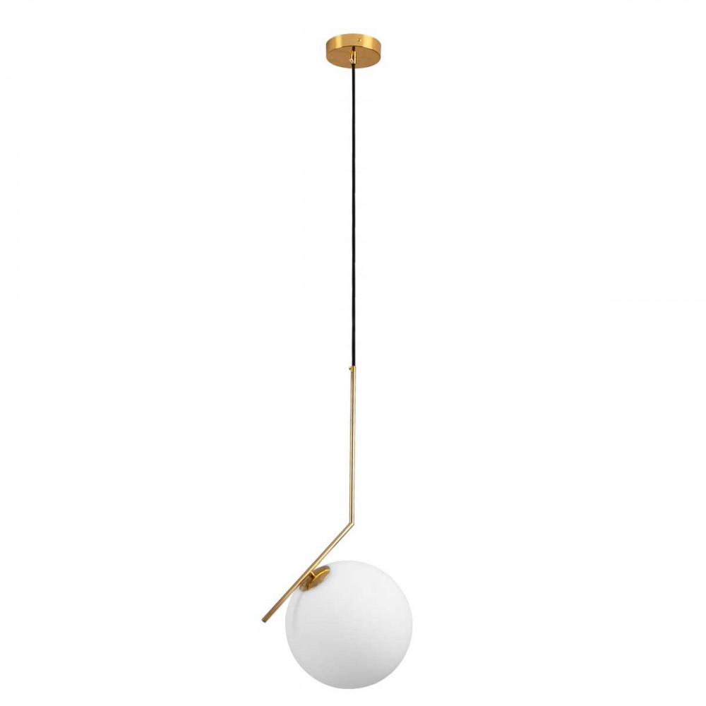 Μοντέρνο Κρεμαστό Φωτιστικό Οροφής Μονόφωτο 1 x E27 Χρυσό - Λευκό Μεταλλικό Μπάλα Φ30 x Υ75cm