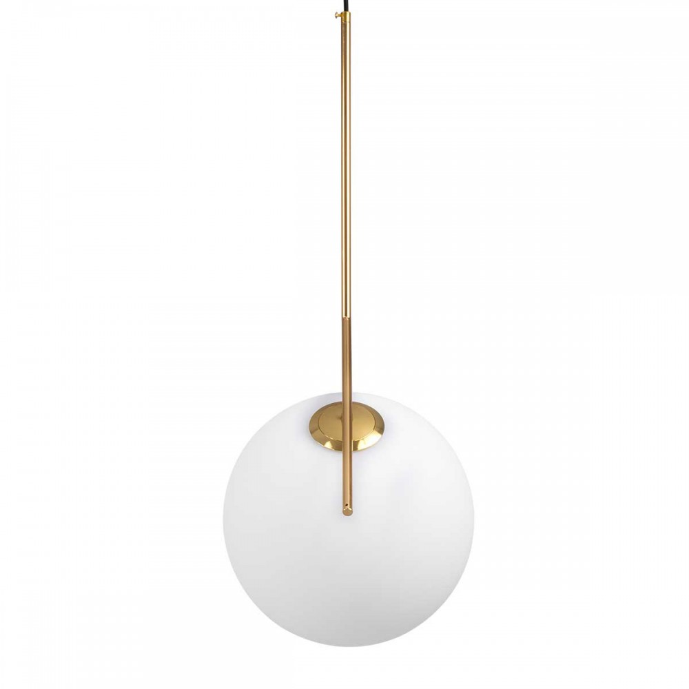 Μοντέρνο Κρεμαστό Φωτιστικό Οροφής Μονόφωτο 1 x E27 Χρυσό - Λευκό Μεταλλικό Μπάλα Φ30 x Υ75cm