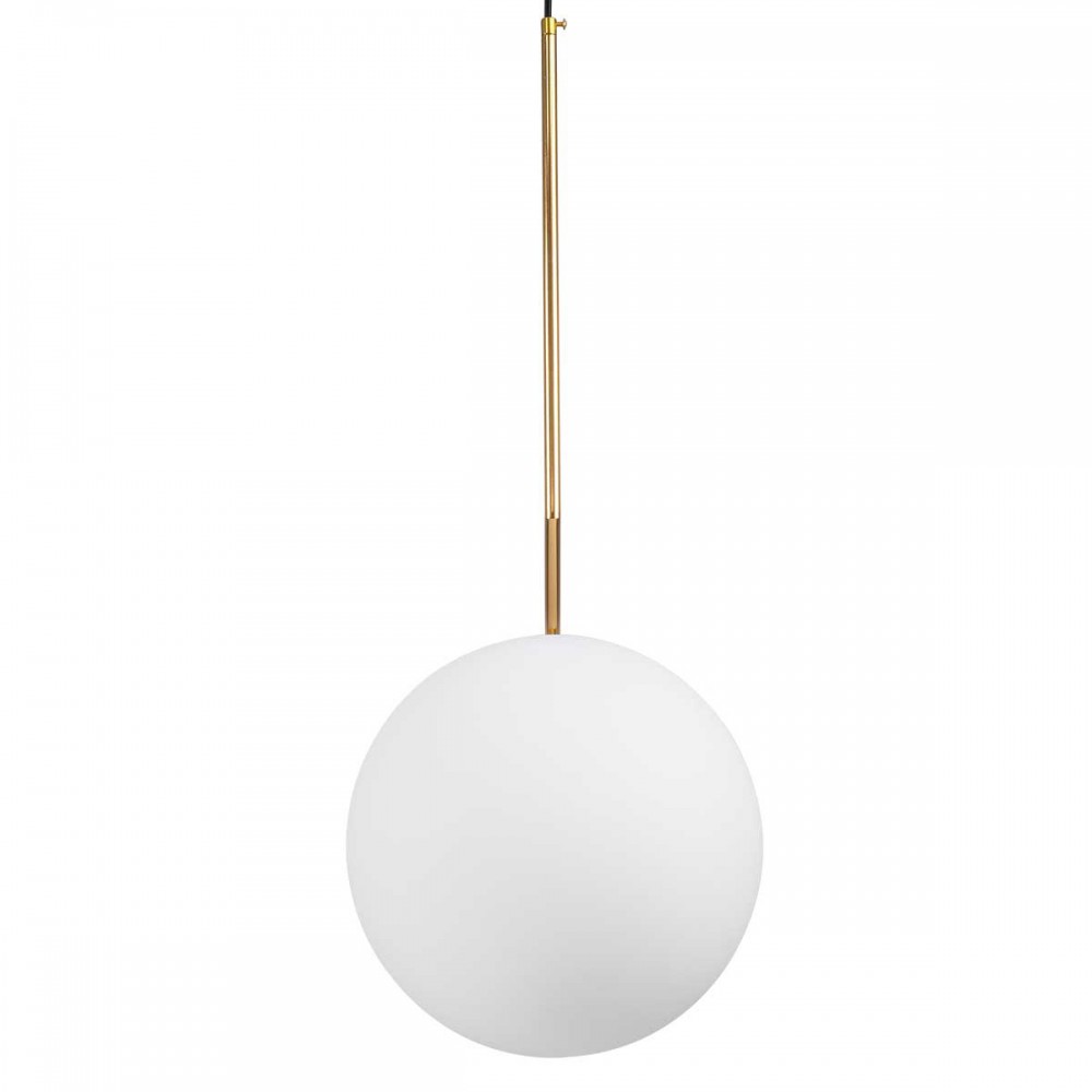 Μοντέρνο Κρεμαστό Φωτιστικό Οροφής Μονόφωτο 1 x E27 Χρυσό - Λευκό Μεταλλικό Μπάλα Φ30 x Υ75cm