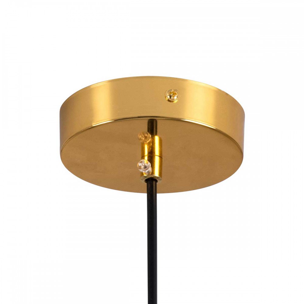 Μοντέρνο Κρεμαστό Φωτιστικό Οροφής Μονόφωτο 1 x E27 Χρυσό - Λευκό Μεταλλικό Μπάλα Φ30 x Υ75cm