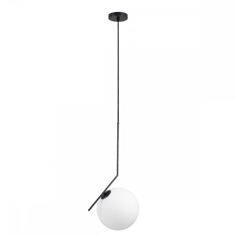 Μοντέρνο Κρεμαστό Φωτιστικό Οροφής Μονόφωτο 1 x E27 Μαύρο - Λευκό Μεταλλικό Μπάλα Φ30 x Υ75cm