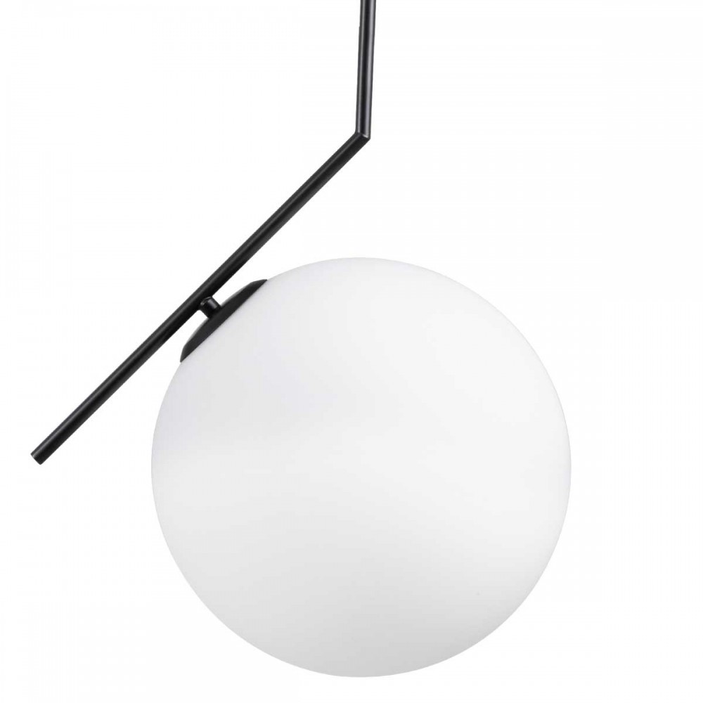 Μοντέρνο Κρεμαστό Φωτιστικό Οροφής Μονόφωτο 1 x E27 Μαύρο - Λευκό Μεταλλικό Μπάλα Φ30 x Υ75cm