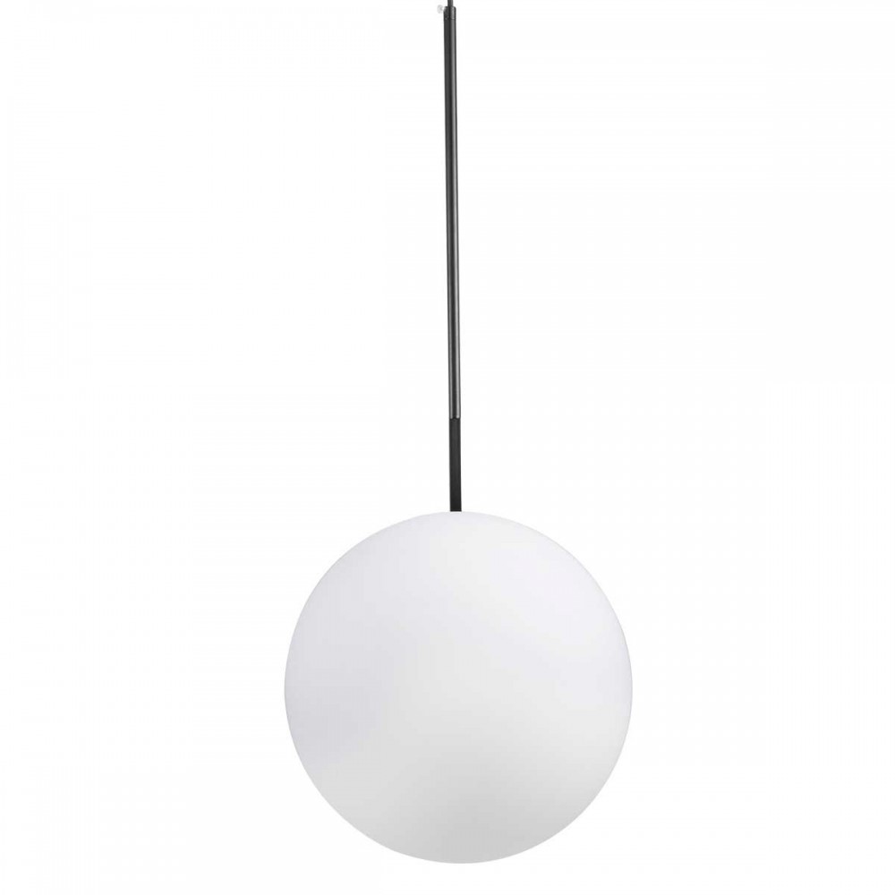 Μοντέρνο Κρεμαστό Φωτιστικό Οροφής Μονόφωτο 1 x E27 Μαύρο - Λευκό Μεταλλικό Μπάλα Φ30 x Υ75cm