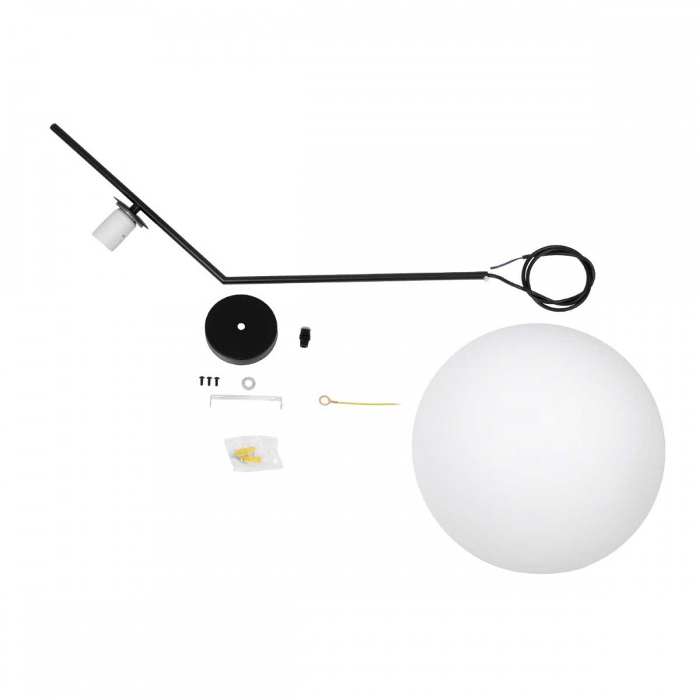 Μοντέρνο Κρεμαστό Φωτιστικό Οροφής Μονόφωτο 1 x E27 Μαύρο - Λευκό Μεταλλικό Μπάλα Φ30 x Υ75cm