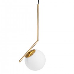Μοντέρνο Κρεμαστό Φωτιστικό Οροφής Μονόφωτο 1 x E27 Χρυσό - Λευκό Μεταλλικό Μπάλα Φ15 x Υ49cm