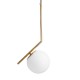Μοντέρνο Κρεμαστό Φωτιστικό Οροφής Μονόφωτο 1 x E27 Χρυσό - Λευκό Μεταλλικό Μπάλα Φ15 x Υ49cm