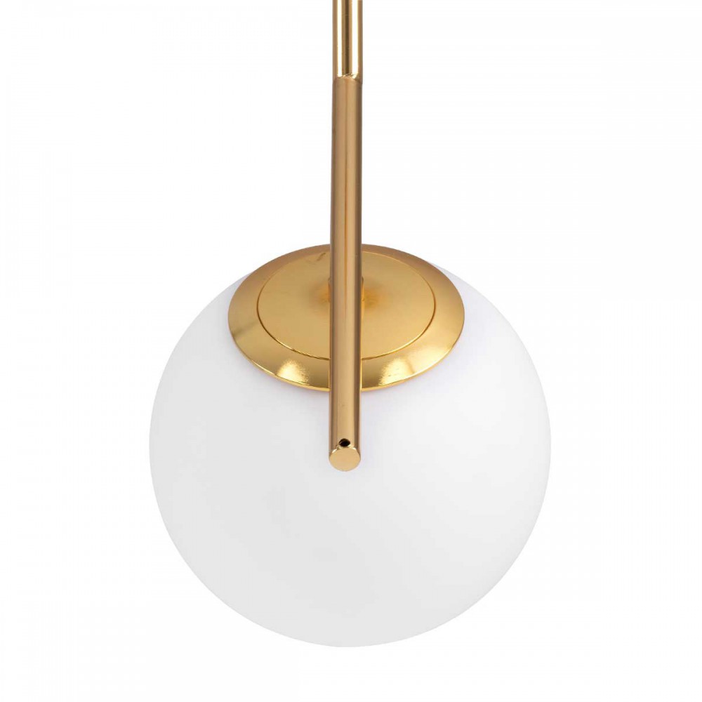 Μοντέρνο Κρεμαστό Φωτιστικό Οροφής Μονόφωτο 1 x E27 Χρυσό - Λευκό Μεταλλικό Μπάλα Φ15 x Υ49cm