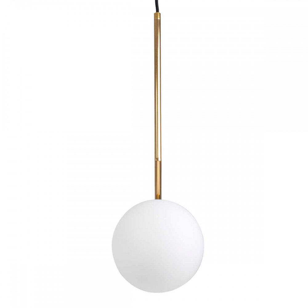 Μοντέρνο Κρεμαστό Φωτιστικό Οροφής Μονόφωτο 1 x E27 Χρυσό - Λευκό Μεταλλικό Μπάλα Φ15 x Υ49cm