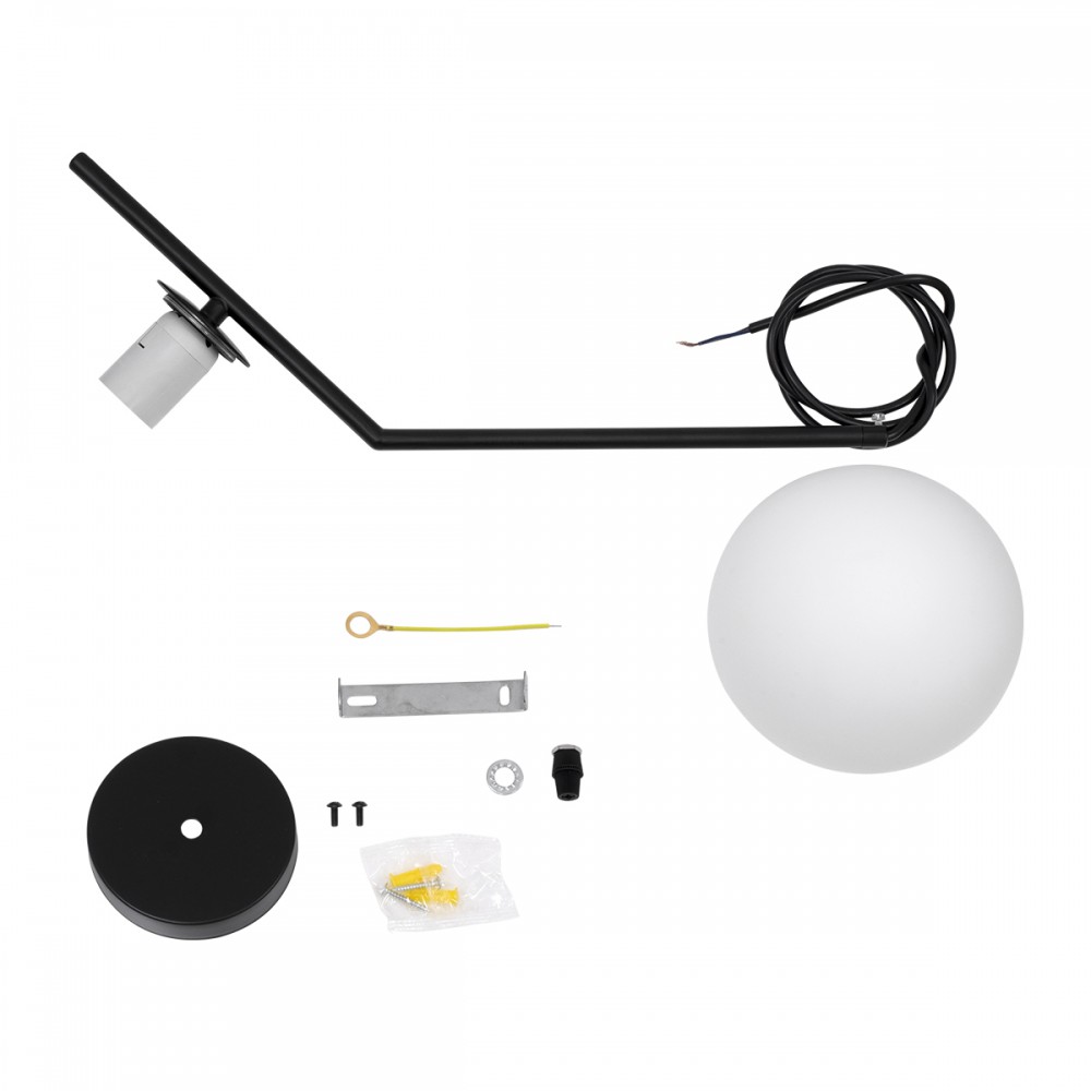 Μοντέρνο Κρεμαστό Φωτιστικό Οροφής Μονόφωτο 1 x E27 Μαύρο - Λευκό Μεταλλικό Μπάλα Φ15 x Υ49cm