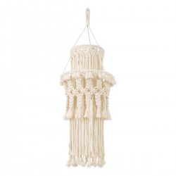 Καπέλο Φωτιστικού Boho - Μακραμέ Πλεκτό Χειροποίητο Μπεζ Υφασμάτινο με Σχοινί Φ30 x Υ90cm ETHIOPIA