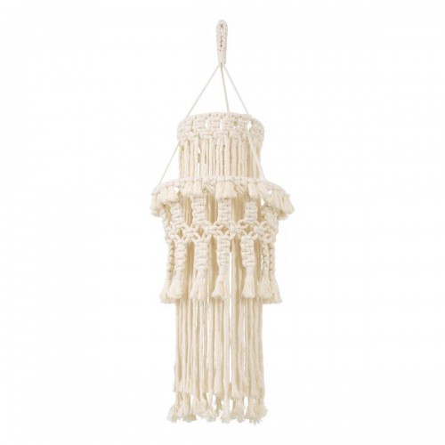 Καπέλο Φωτιστικού Boho - Μακραμέ Πλεκτό Χειροποίητο Μπεζ Υφασμάτινο με Σχοινί Φ30 x Υ90cm ETHIOPIA